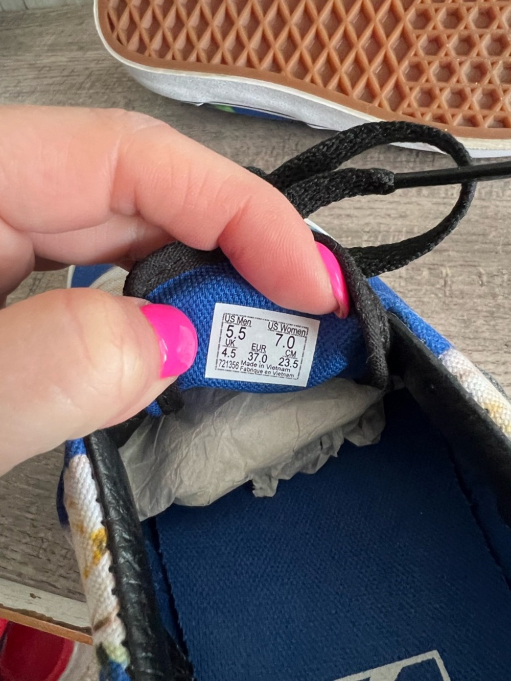 Vans Blue Romantic Floral Blue Lapis Sneakers Lace Up Unisex M5.5, W7 - Picture 7 of 7